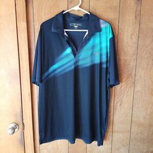 Greg Norman Play Dry Polo Shirt Mens XXL Blue Teal Performance Golf Short Sleeve